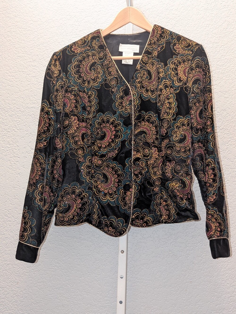 VTG 90s Scott McClintock Velvet Paisley Metallic Jacket Medium